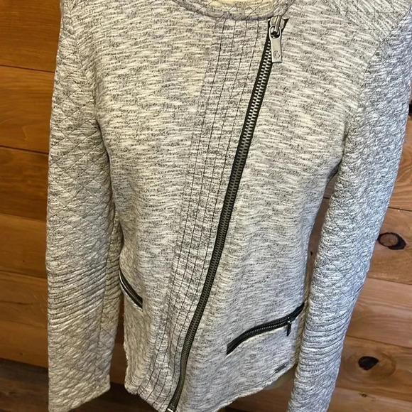 Maison Scotch Long sleeve Keyhole zip closure gray motorcycle stye jacket size 1 - Picture 4 of 10